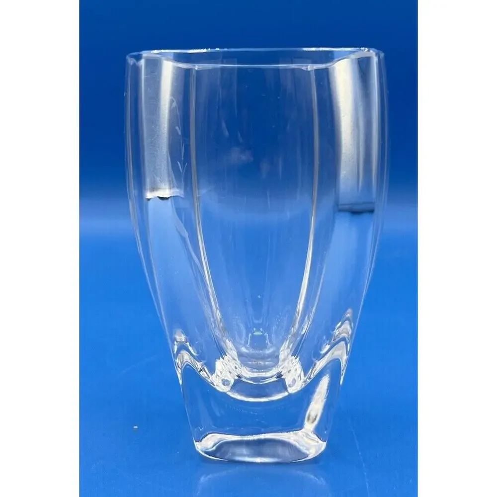 Vintage Skruf Sweden Etched Crystal Vase Deer‎ Prancing Wheat Grass *Pre-Owned*